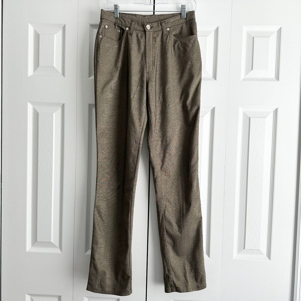 Deker’s Paris Jean’s Couture Brown Metallic Pants Vintage Y2K Designer EU 40